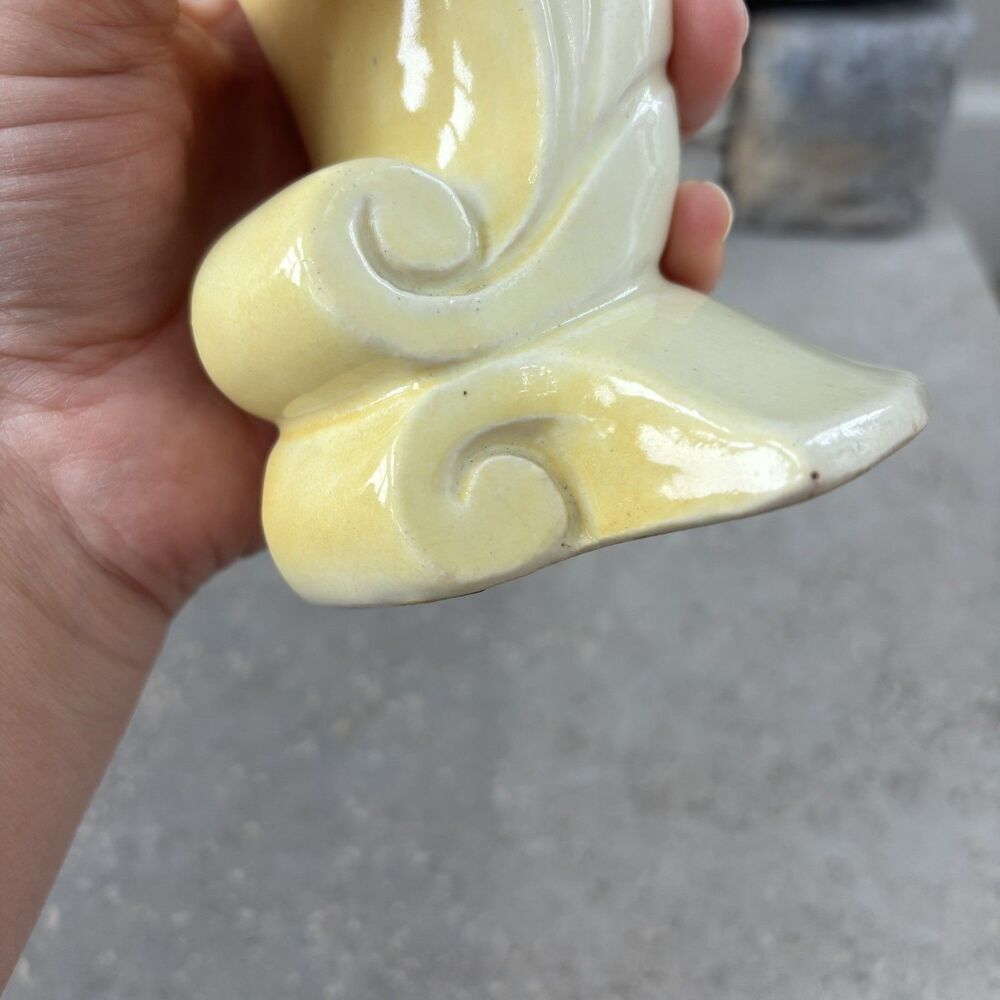 Vintage Pacific Pottery Double Vase Art Nouveau Deco 3324 Yellow & Ivory USA - Picture 11 of 14